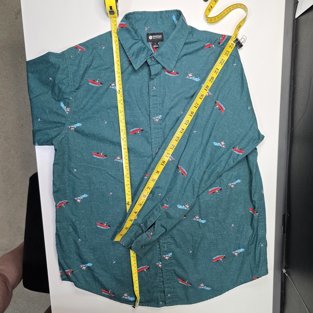 Haggar Mens Large Button Up Shirt Santa Water Skiing Holiday Novelty L Christmas - Picture 8 of 9